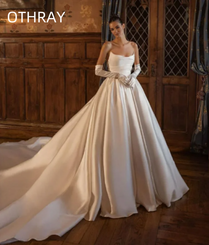 Gaun pengantin pernikahan 2024 buatan khusus gaun pernikahan klasik Vintage dengan kereta panjang jubah De Mariage gaun pengantin wanita 2024