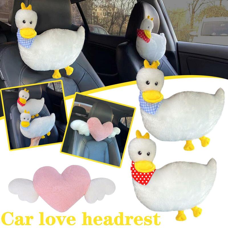 Almofada de pescoço de carro para mulheres, encosto de cabeça criativo travesseiro de proteção macio e confortável, elegante e fofo, acessórios do carro