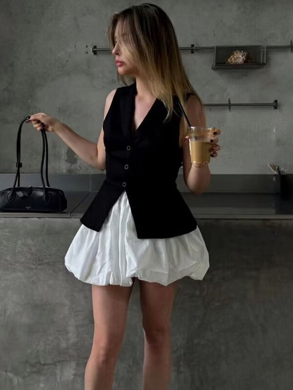 TARUXY-minifalda con pliegues delgados para mujer, de Color sólido versátil túnica de cintura alta, falda de brotes, fiesta de clubes, nueva moda femenina de verano