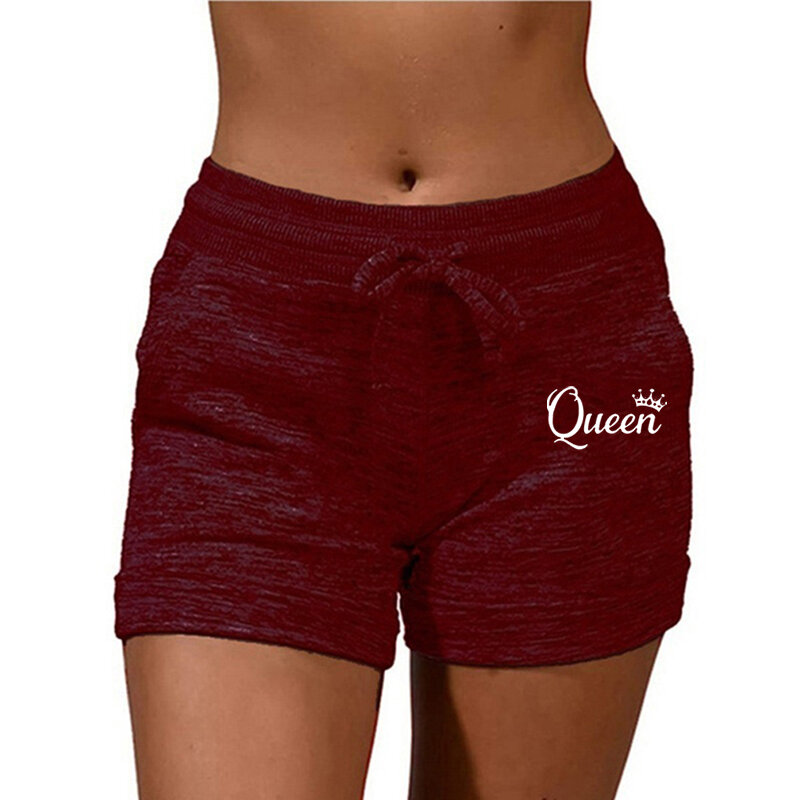 Queen Printed Womens Solid Elasticated Waist Shorts Ladies Summer Yoga Gym Fitness Jogging Hot Pants Sweatpants Clothing
