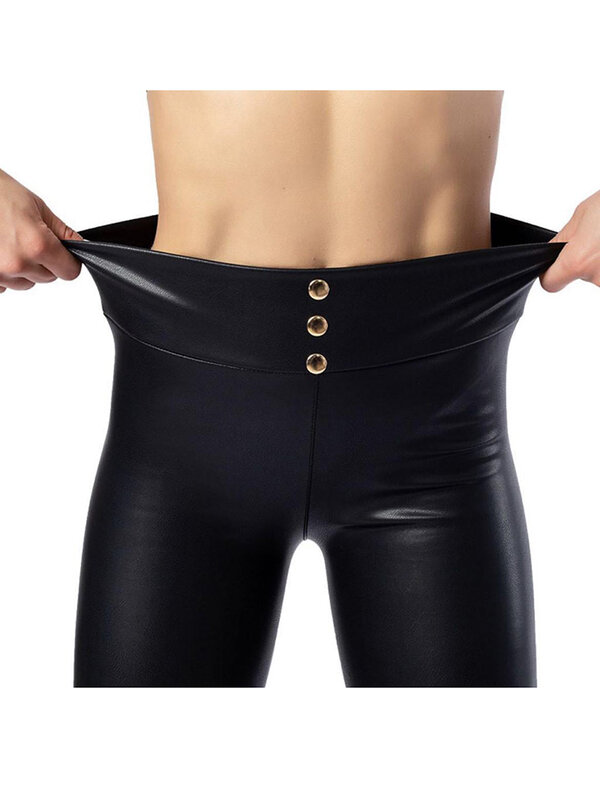 Obcisłe, obcisłe, obcisłe Sexy legginsy, nowe, czarne, ołówkowe spodnie damskie elastyczne skórzane ze skóry PU, luźne, codzienne