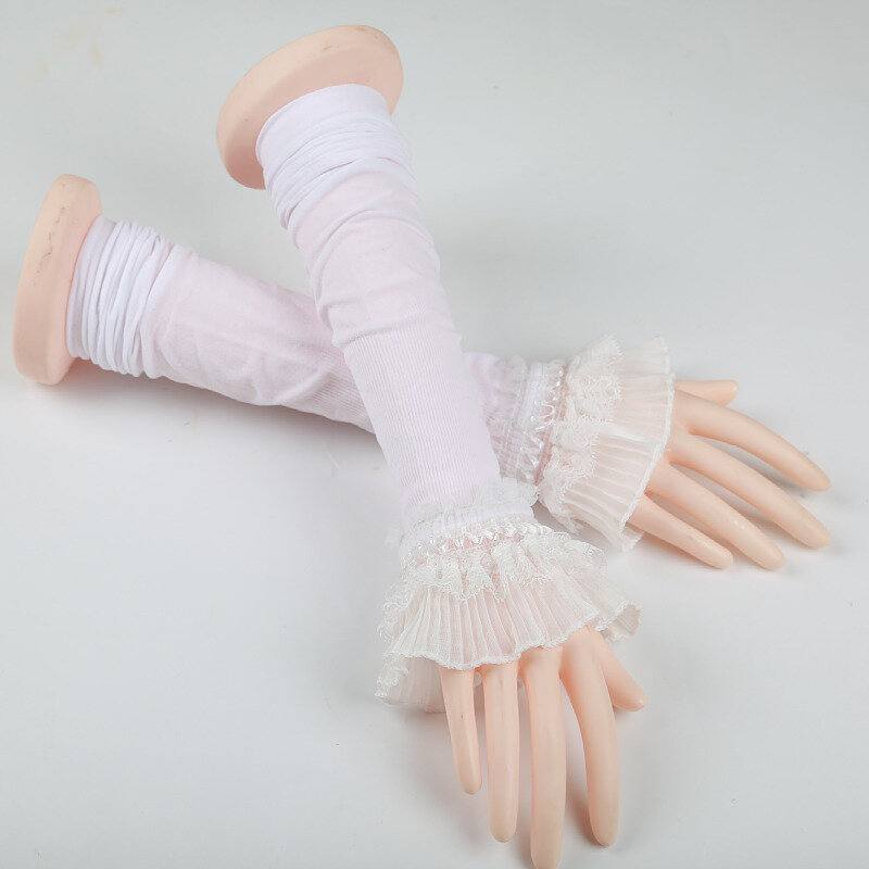 Летние кружевные перчатки солнцезащитные рукава перчатки солнцезащитные длинные кружевные безпальцевые варежки закрывающие шрамы эластичные рукава для вождения