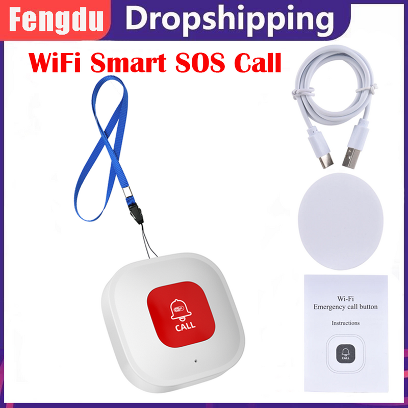 WiFi Smart Button for Home Security Alarm System, Wireless SOS Call, Fit para Idosos Pacientes e Idosos, Alarme de Emergência