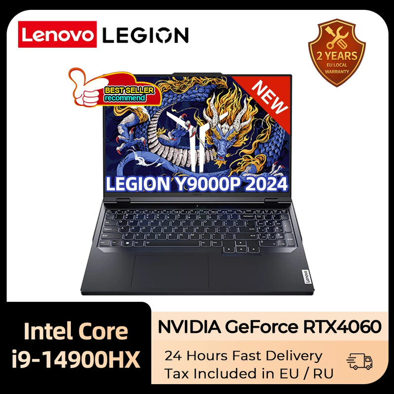 Lenovo-ordenador portátil Legion Y9000P 2024 e-sports para videojuegos, 14th Intel Core i9-14900HX, RTX4060, 2,5 K, 240Hz, 16 pulgadas