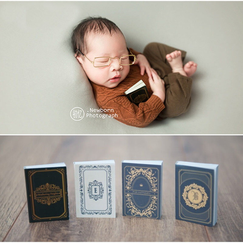 Fotografia recém-nascido adereços retro mini 4pcs livros para bebê brotos acessórios estúdio criativo adereços foto decorações