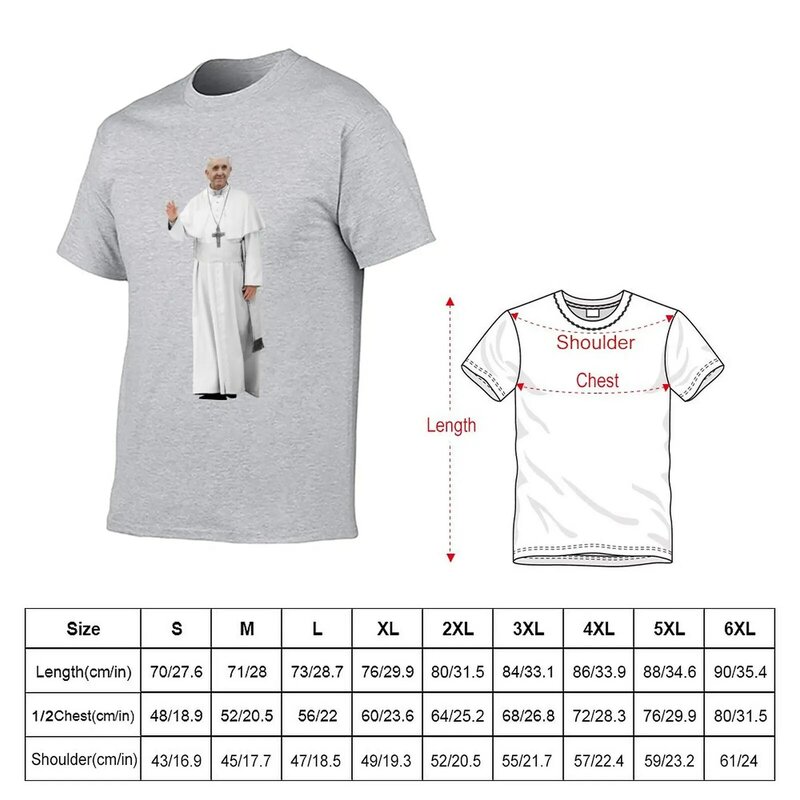 New High Resolution Standing Waving Pope Francis T-Shirt oversized t shirts aesthetic clothes Blouse men t shirt