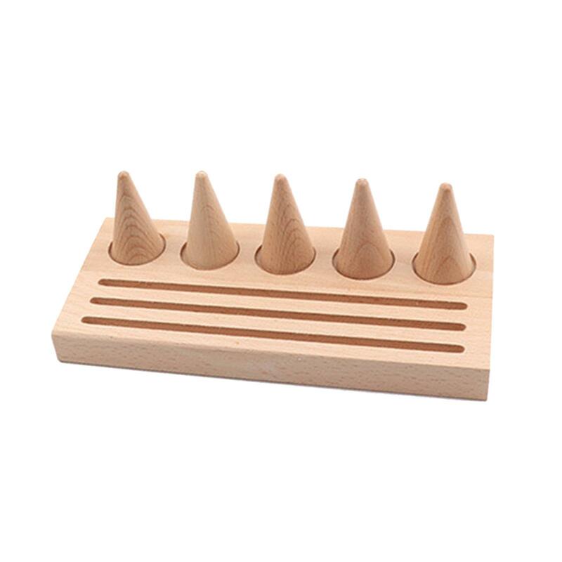 Jewelry Holder Wooden Cone Rings Storage Tray for Bracelet Hanging Rack Home Shop