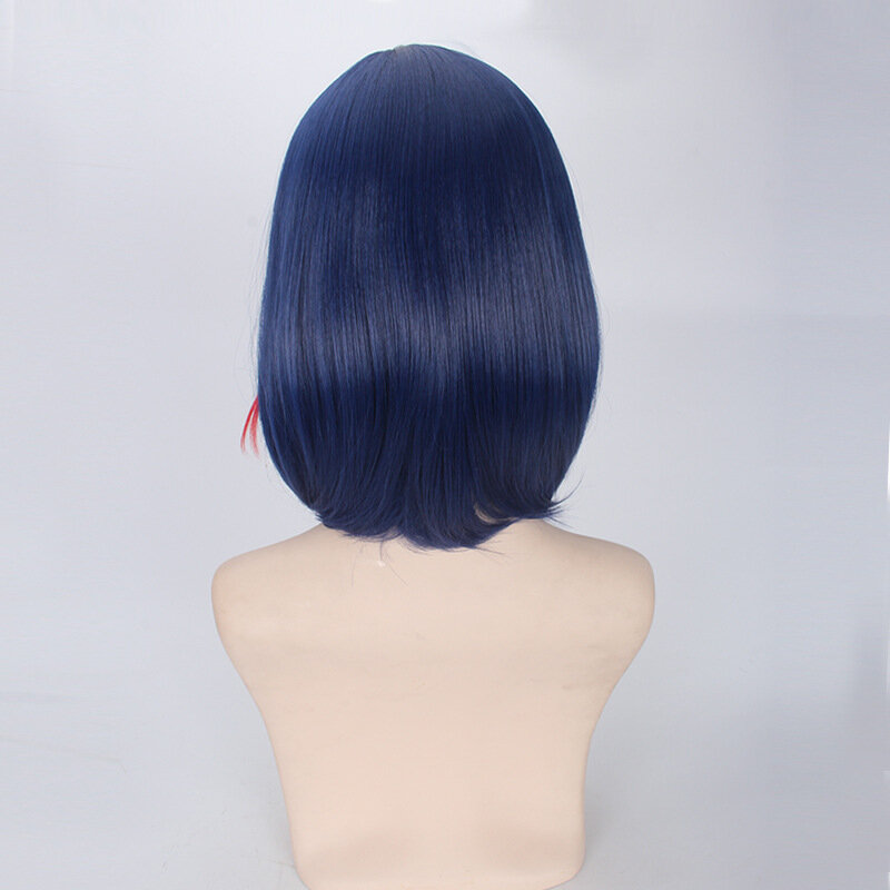 Peluca sintética azul oscuro para mujer, Cosplay de Anime, disfraz de fiesta, 35CM