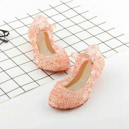 Sandalias de cristal para niñas, zapatos de tacón alto de gelatina de princesa Frozen, Elsa, Cosplay, fiesta, baile, Verano