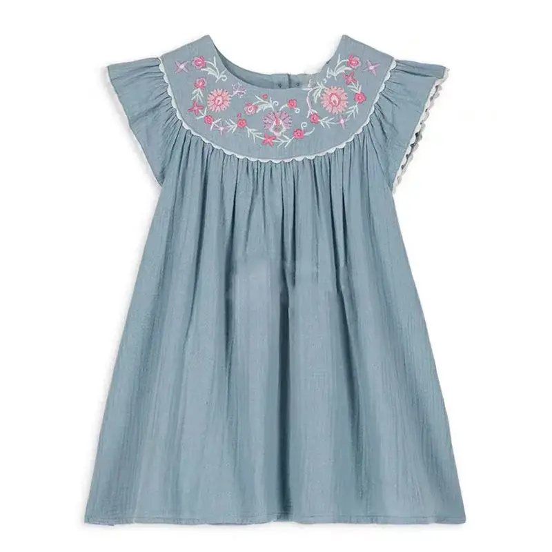 Pra-penjualan (dikirim pada bulan April) 2024 LM gaun Cherry musim panas gaun bordir anak perempuan pakaian butik anak gaun liburan pantai pesta anak perempuan