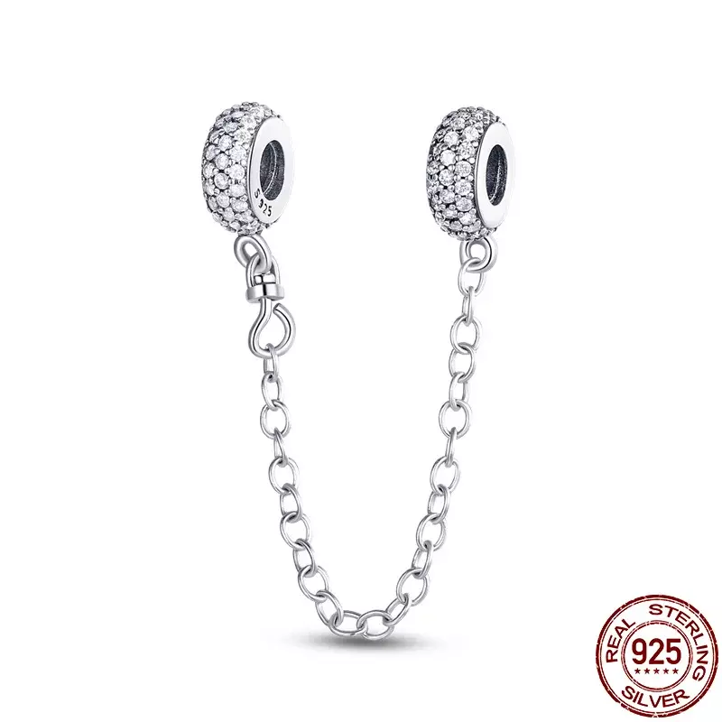 Cadena de seguridad de Plata de Ley 925 para mujer, abalorio de globo con flores románticas, compatible con pulseras Pandora originales, joyería artesanal, novedad
