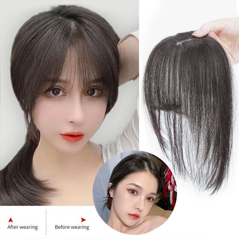 Moda francese Air Bangs parrucca invisibile capelli finti Styling naturale per donna ragazze uso quotidiano Clip Glueless nell'estensione dei capelli