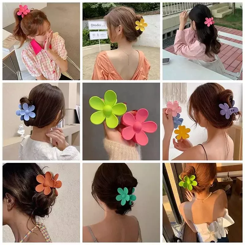 Ncmama Korea Flower Shape Cabelo Garra Clips Mulheres Doce Meninas Sólidas Caranguejo Cabelo Garras Rabo de Cavalo Hairpin Barrette Headwear Acessórios