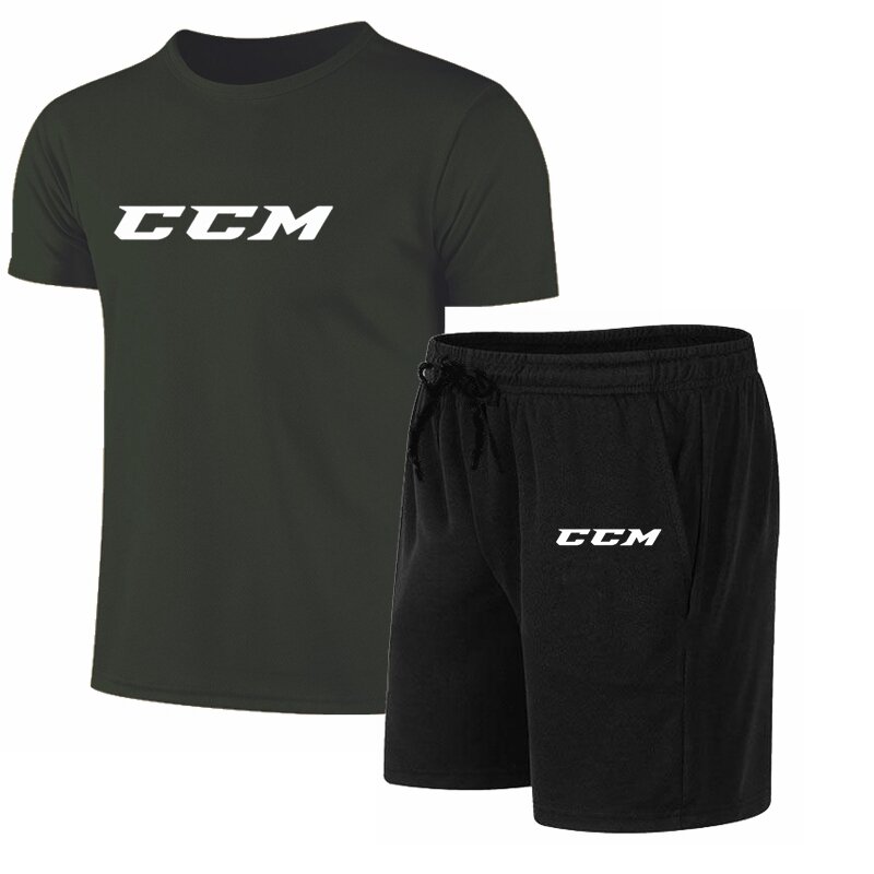 Letnie zestawy męskie modne dresy męskie koszulki z krótkim rękawem + spodenki sportowe garnitur CCM Casual odzież męska męskie zestawy do biegania
