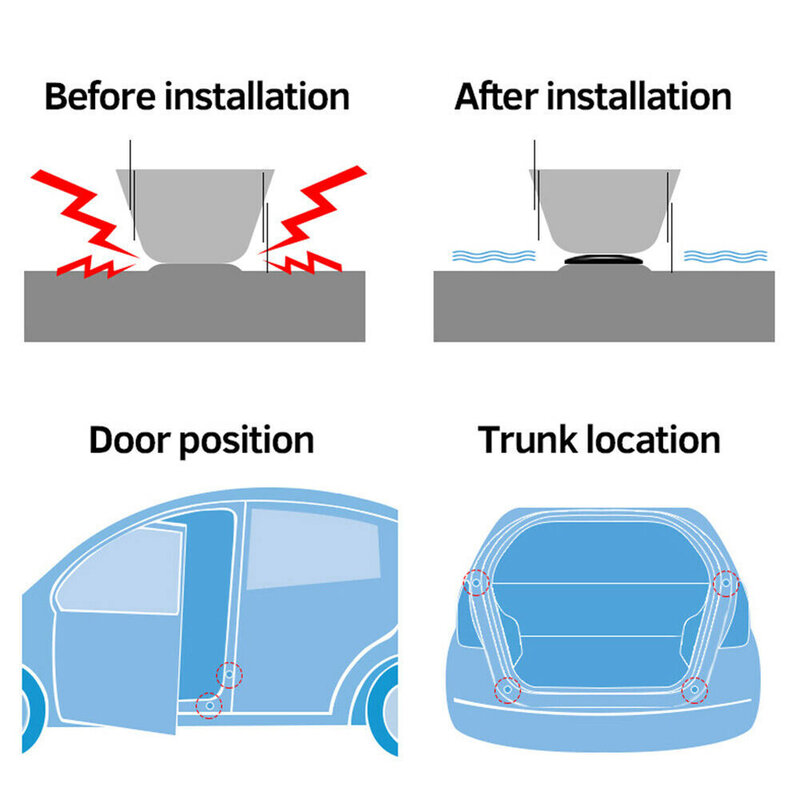 Almofadas de amortecedor da porta do carro, amortecedor, anti-colisão, absorção de choque, junta para automóvel, isolamento acústico, adesivo adesivo, 5pcs
