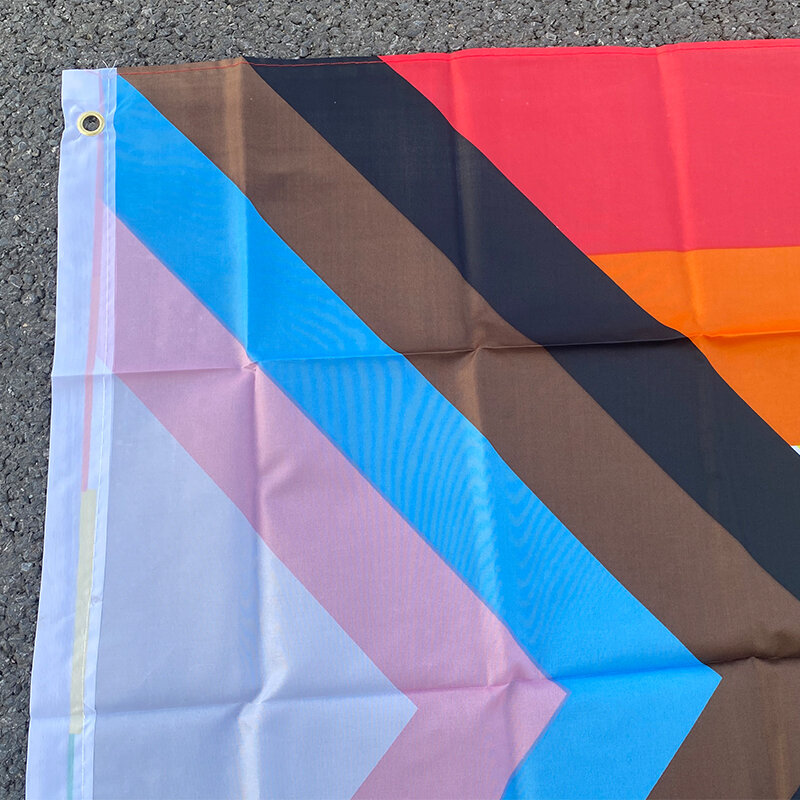 Aerlxemrbrae bandiera arcobaleno 150 x90cm Banner 100D occhielli in poliestere lgbt Gay Rainbow Progress Pride Flag