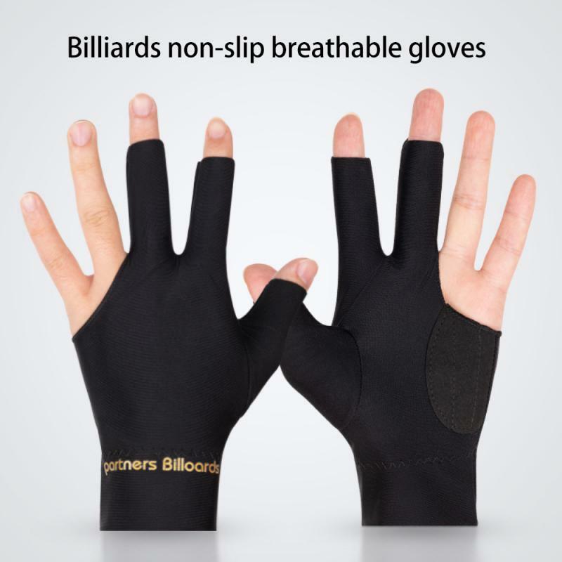 Guantes negros de tres dedos para hombre y mujer, guantes de algodón puro antideslizantes para billar de una sola mano izquierda
