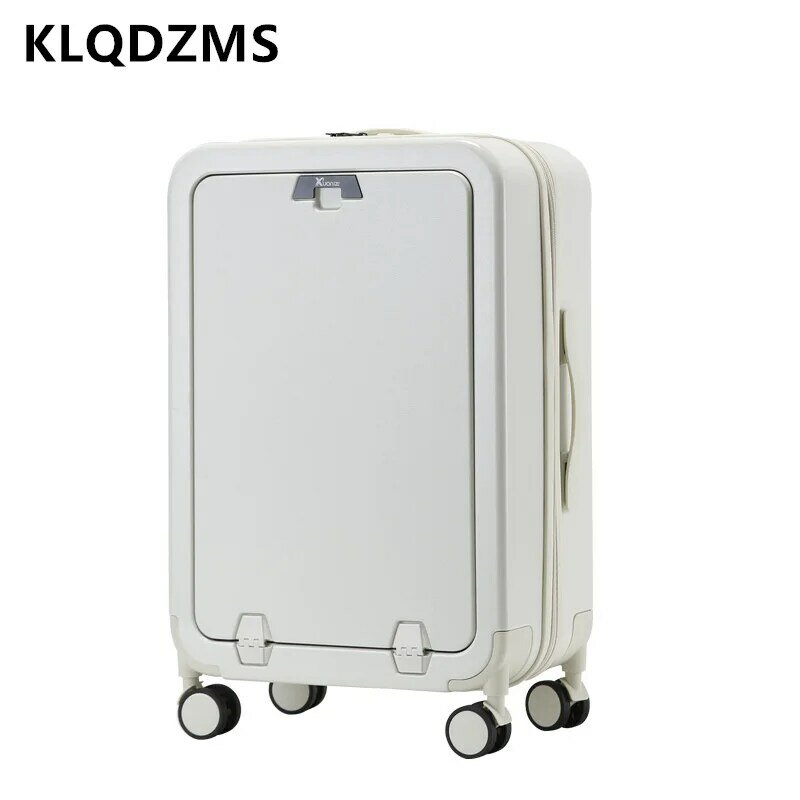 Klqdzms กระเป๋าเดินทางใหม่ขนาด20 "22" 24 "26" นิ้ว, กระเป๋าเดินทางล้อลากเปิดด้านหน้าพร้อมแล็ปท็อปแข็งแรงและทนทาน