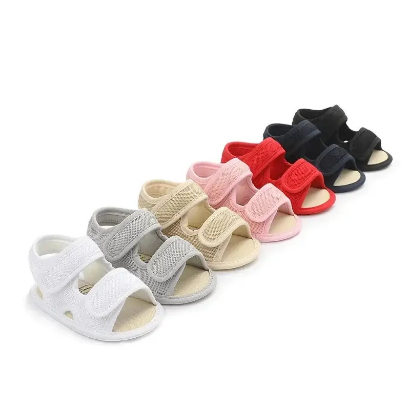 Sandálias de verão para menina e menino de 0 a 18 anos, unisex, tecido respirável, cor sólida