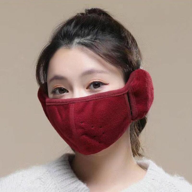Thermal Earmuffs Mask Breathable Dustproof Fleece Half Face Mask Ear Warmer Cloth Accessories Winter Mask Bicycle