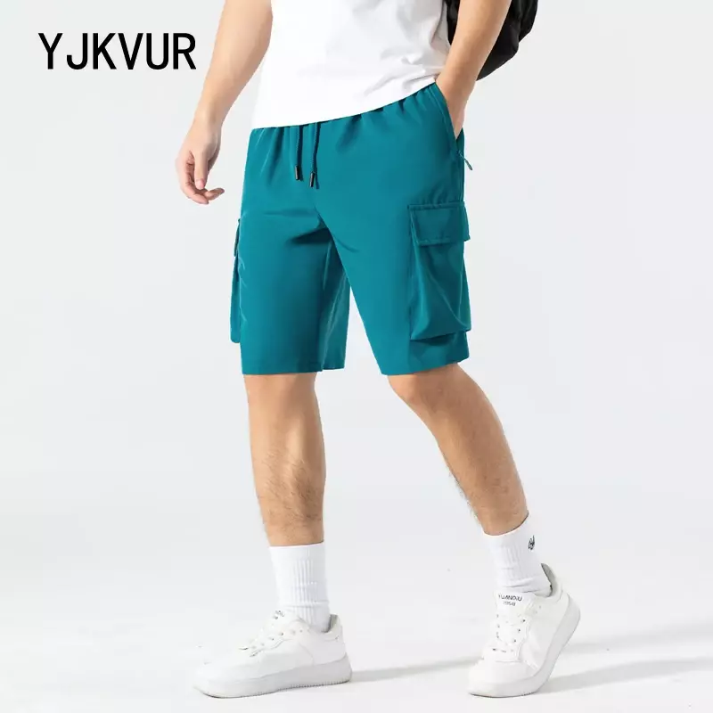 Шорты-карго YJKVUR мужские легкие, быстросохнущие, с кулиской, с несколькими карманами, для рыбалки и походов, летняя рабочая одежда, 2024