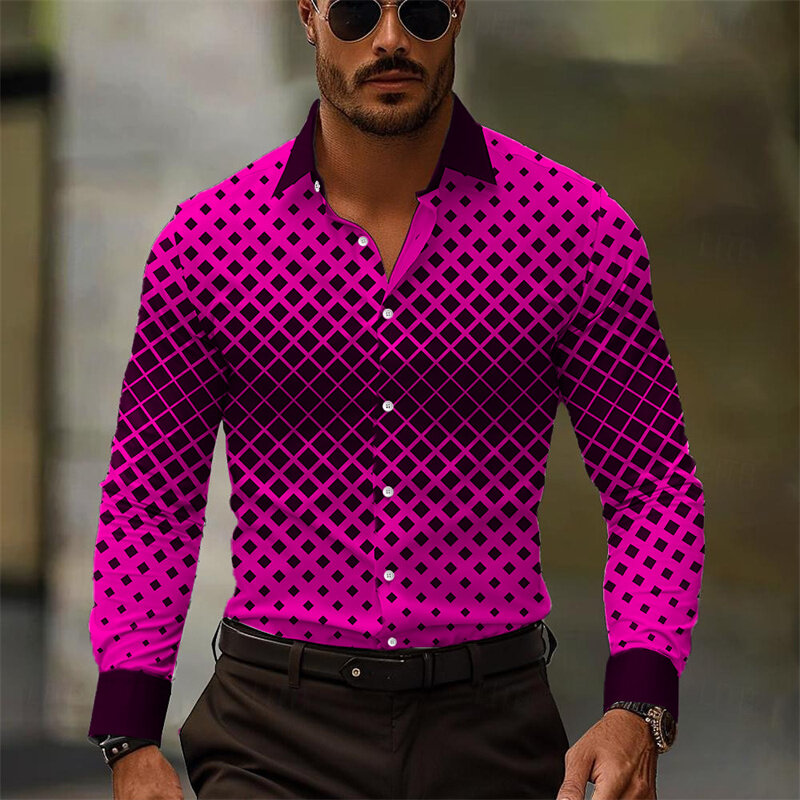 Hawaiian shirt long sleeve novel soft comfortable European size top shirt fashionable sunglasses seaside red outdoor elements