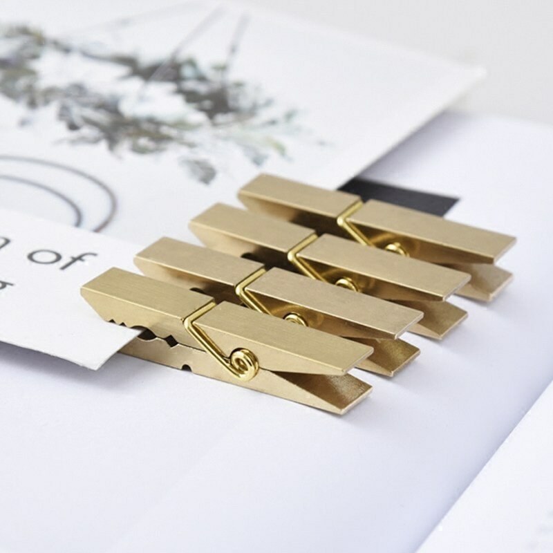 สีทองทองเหลืองกระดาษ Planner ตกแต่ง Golden คลิปโลหะน่ารักใบเสร็จรับเงินกระดาษคลิป Accesorios De Oficina Shot Prop