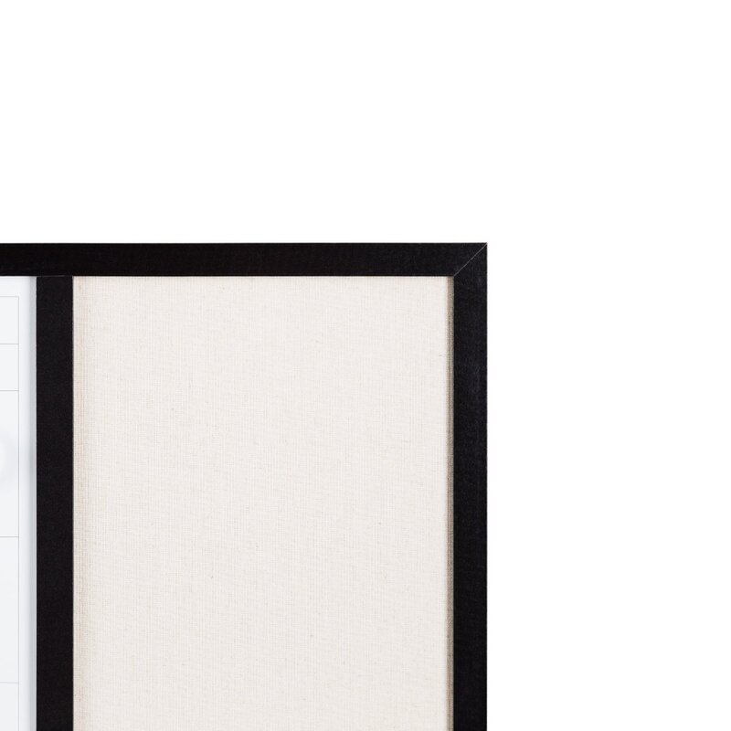 Tableau blanc du centre de commande et tableau d'affichage en lin, cadre NW noir, 20 po x 35 po