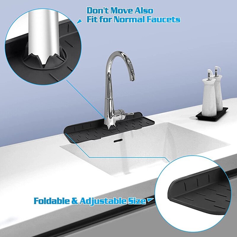 Cozinha Silicone Faucet Mat, Sink Splash Pad, Drain Pad, Protetor de bancada do banheiro, Shampoo Sabão Dispenser, Bandeja Secagem Rápida