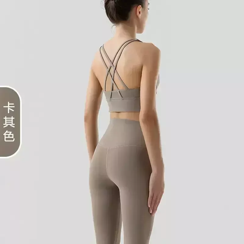 Lemon Set pakaian olahraga, 2 potong Bra Yoga + legging pinggang tinggi telanjang merasa celana lari Fitness Gym atletik Yoga