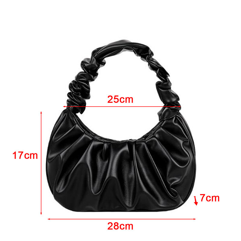 Summer Pleated Handbags Women PU Cloud Bags Leisure Armpit Bag Shoulder Bag
