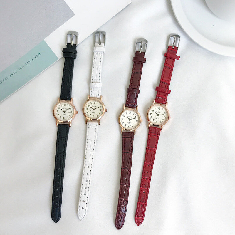 Elegant Vintage Small Dial Watch for Women Cute Quartz Wristwatch Leather Strap Ladies Watch Dress Clock Reloj Mujer Dropship