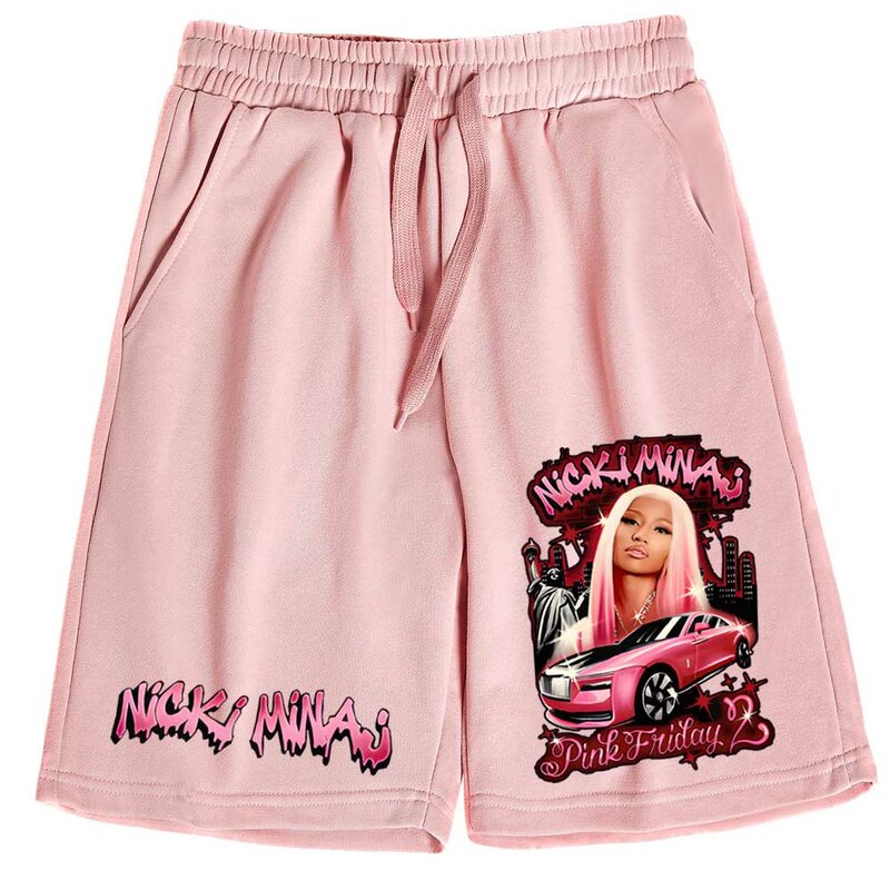 Nicki Minaj Tour-pantalones cortos para hombre y mujer, pantalón holgado informal de algodón para la playa, 2024
