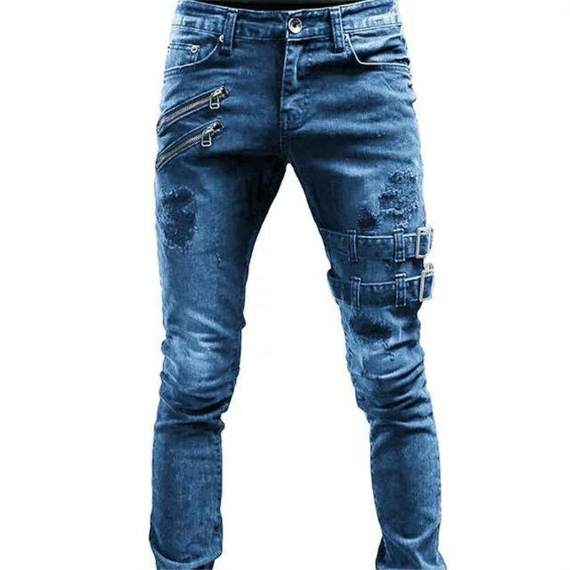 Calça jeans Stretch Cargo casual masculina, nova moda Techwear, calça jeans skinny Harajuku, moda streetwear punk Y2K, outono