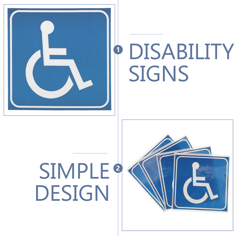 Calcomanías con símbolos para discapacitados, 4 hojas, letrero para discapacitados, antiarañazos
