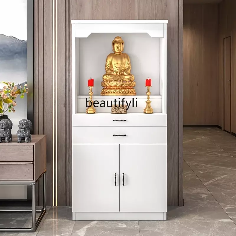Buddha Statue Kleider schrank Anbetung Tisch Altar mit Tür Altar Home Gott des Reichtums Altar