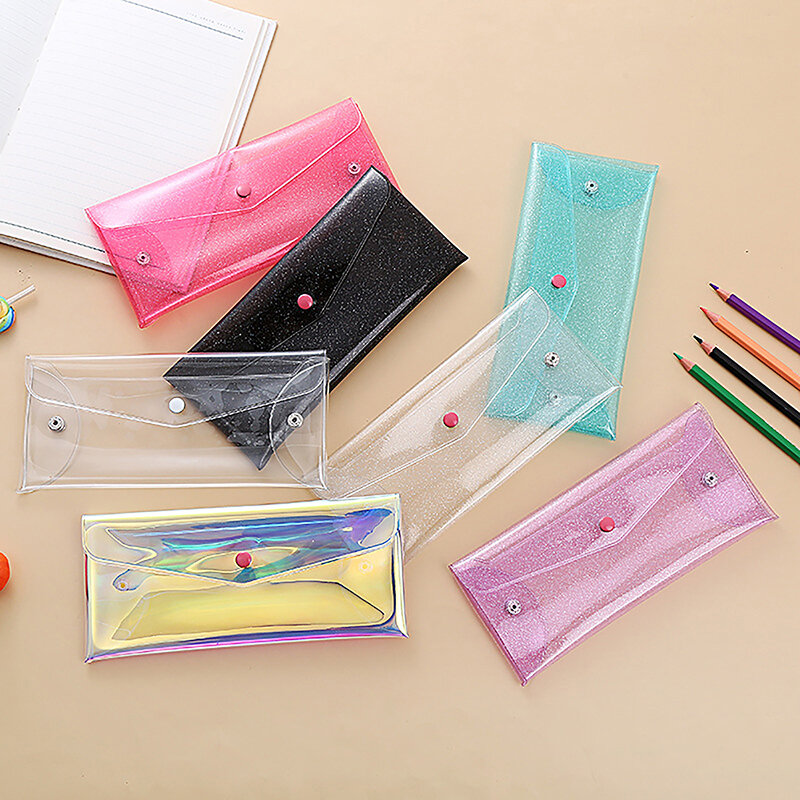 Transparente Glitter Laser Pencil Case, Saco cosmético, Maquiagem Case, Sacos escolares para meninas, Coin Pencil Pouch, Bonito
