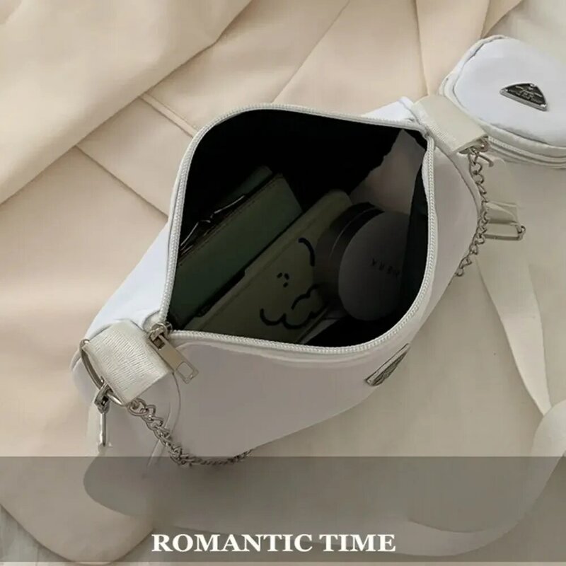 Zweiteilige Paket Mode tasche mit quadratischen kleinen Taschen Damenmode Handtaschen Retro Umhängetasche Halbmond kette Umhängetasche