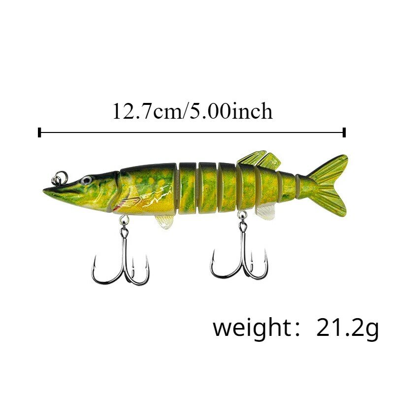 เหยื่อตกปลาแบบข้อต่อ5ชิ้น/127มม. 21.2กรัมสำหรับเหยื่อปลอมสำหรับตกปลาน้ำเค็มเหยื่อตกปลาแบบเหยื่อตกปลาเทียม