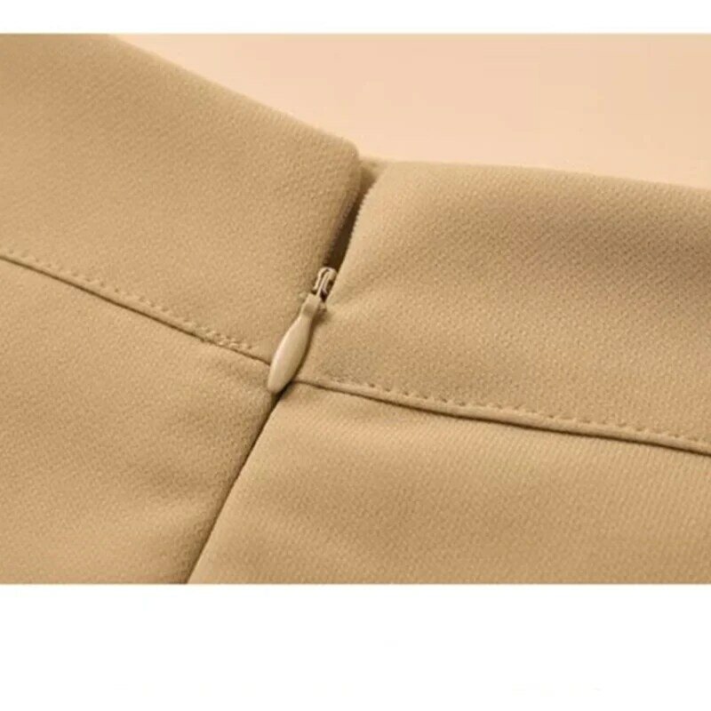 New Spring and Summer Women's Solid High Waist Loose Zipper Button Bag Hip A-Line Fashion Casual All Match Commuter Skirt