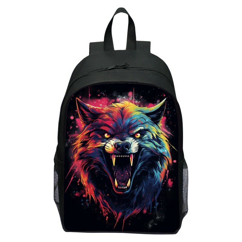 사나운 늑대 어린이 배낭 책가방, 소년 학교 가방, 스파이더 킹 프린트 백팩, 대용량 십대 여행 가방
