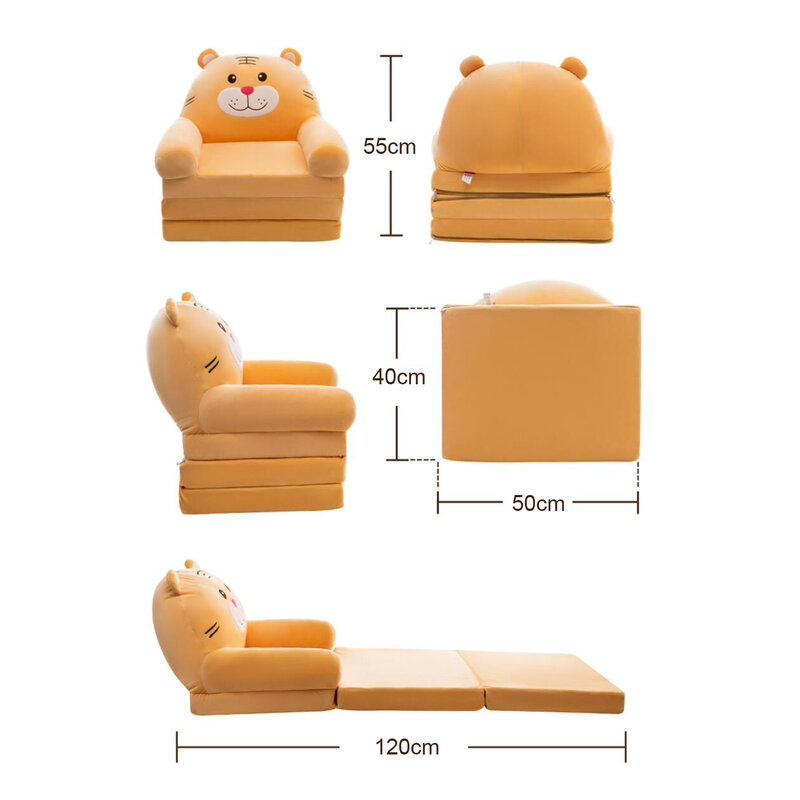 Sofá plegable de 3/4 capas para niños, funda de sofá perezosa adecuada para niños, adultos, Mascotas, Animales lindos, dibujos animados