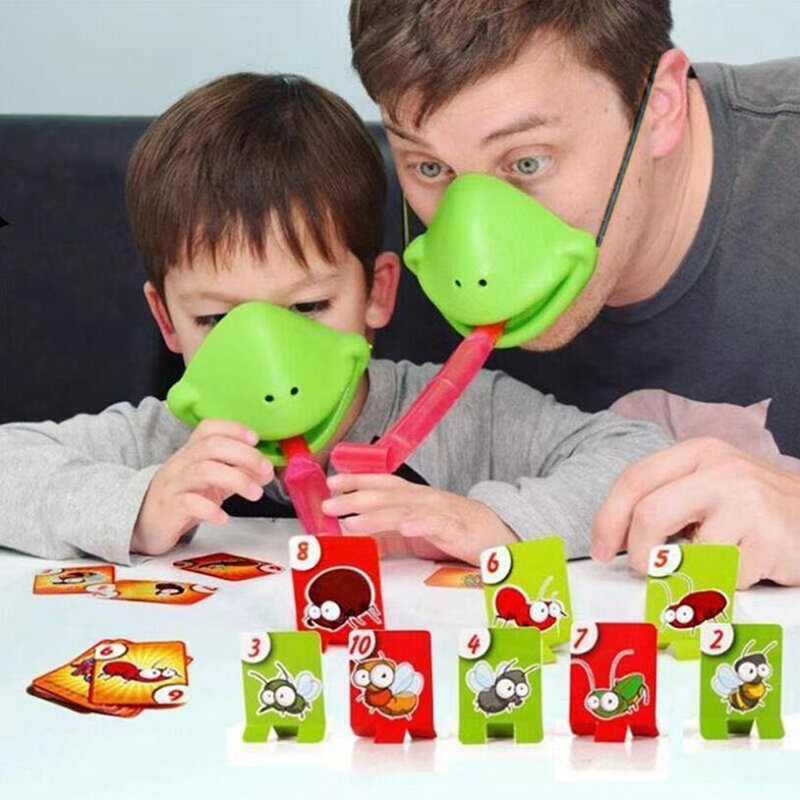 Maschera di lucertola camaleonte giocattoli per bambini lingua di sbattimento rana leccare carte gioco da tavolo festa in famiglia divertente novità giocattoli regalo di compleanno per ragazzi