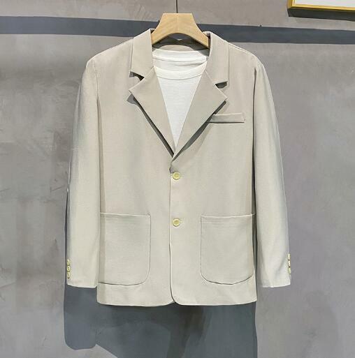 Blazer de algodão casual manga comprida masculino, ternos de noivo, blazers de dois botões, casaco de cor sólida, novo, ABB229