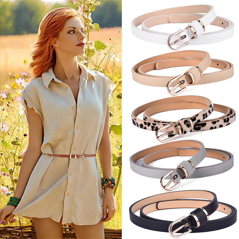 Women's Skinny Solid Leather Dress Belt 90cm to 135cm Ceinture Femme 10 Colors