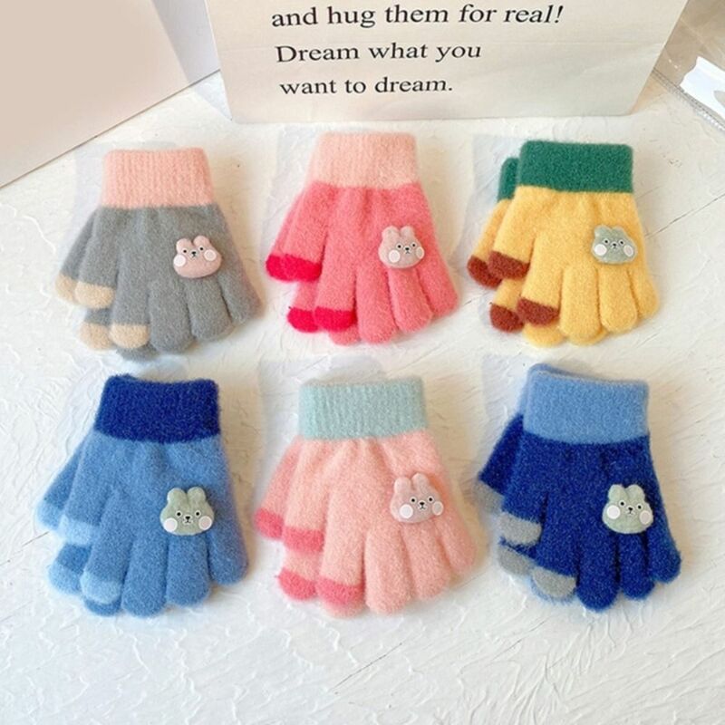 0-3Years Baby Hand Gloves Thicken Mittens for Kids Cute Cartoon Gloves Boys Girls Winter Thick Warmer Knitted Mittens