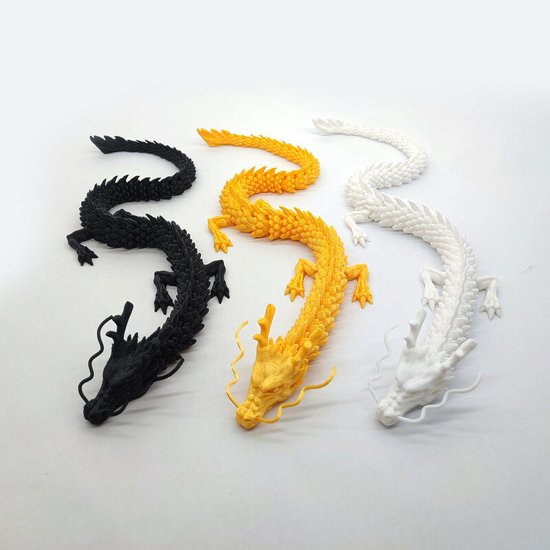 3D Impresso Dragão Chinês, Shenlong Artesanato Brinquedo Ornamental, Modelo Comum Móvel, Decoração de Escritório, Decoração Presentes, 60 cm, 45 cm, 30cm