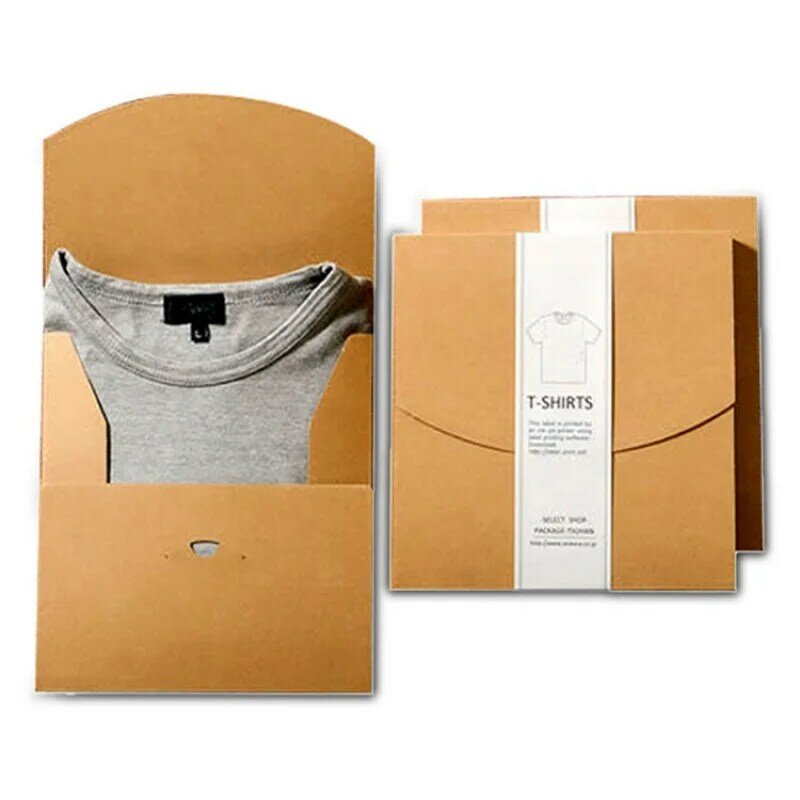 Op Maat Gemaakte Productvriendelijke Verpakking Kraftpapier Kledingverpakking T-Shirt Doos Custom Logo Opvouwbare Kleding Tshirt Verpakking