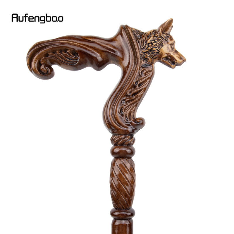 Wolf Brown Wooden Fashion Walking Stick Decorative Vampire Cospaly Party Wood Walking Cane Halloween Mace Wand Crosier 93cm