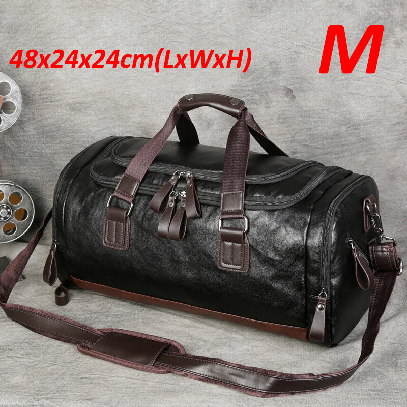 Męskie ze skóry PU torba na siłownię torby sportowe Duffel bagaż podróżny torebka na ramię dla mężczyzn Fitness mężczyźni podróż torby na ramię XA109WA